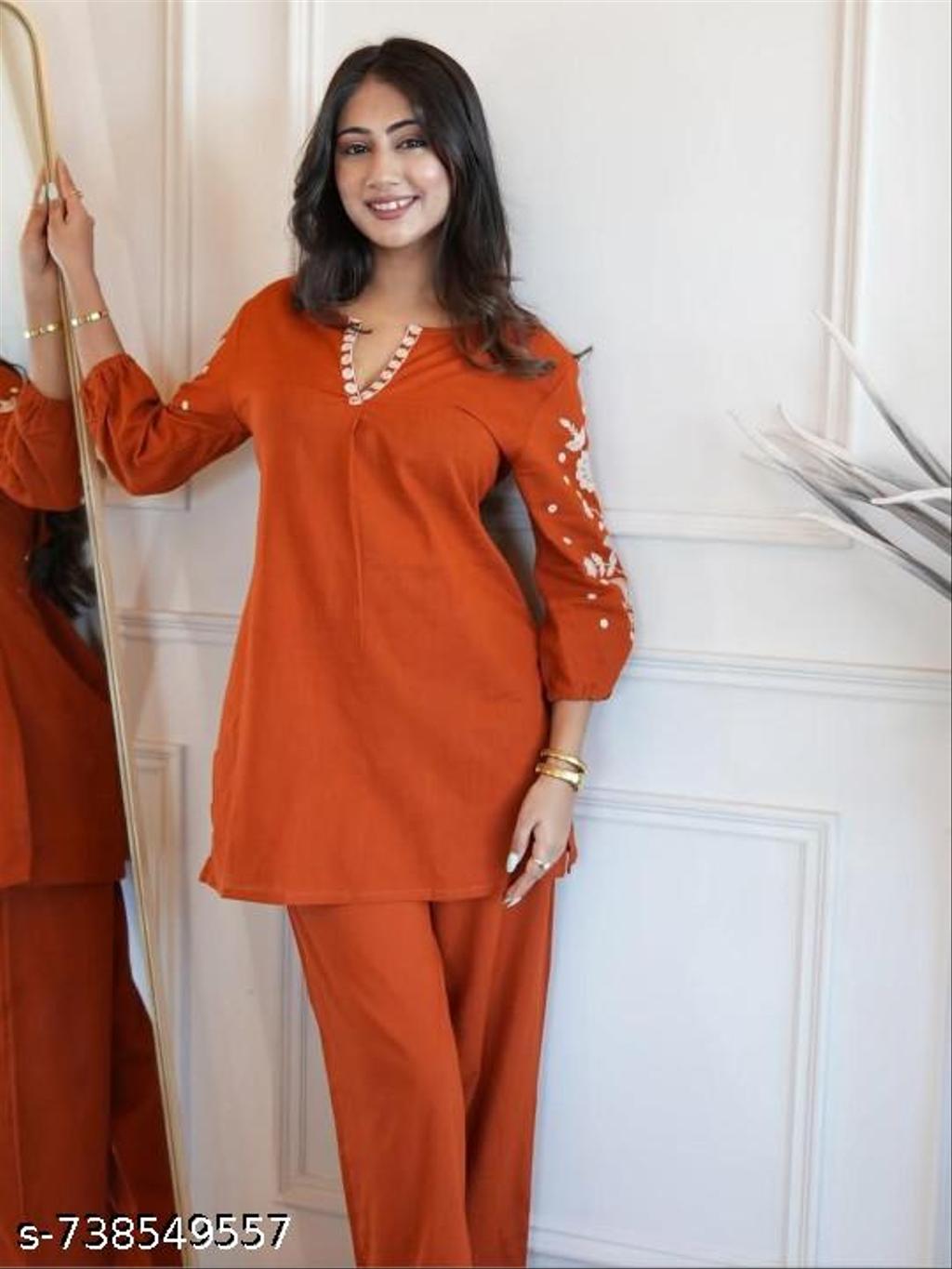 Women Bollywood Style Kurta pant Women 2pcs Set, Women Office Wear Embroidered Kurti And Pant