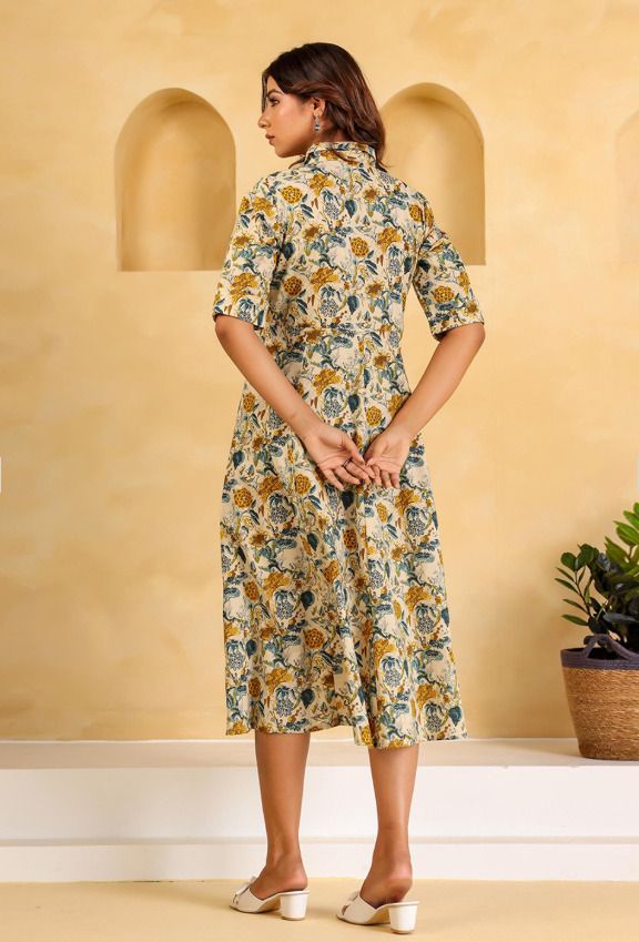 Multicolor Cotton Blend Printed Kurti Set For Women