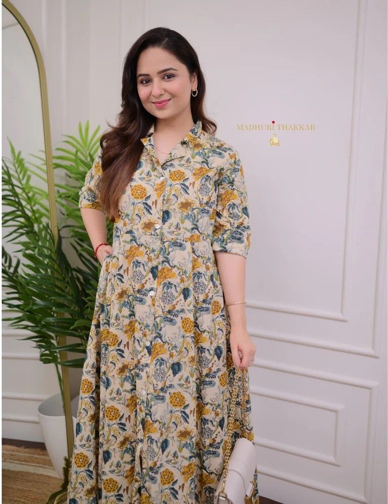 Multicolor Cotton Blend Printed Kurti Set For Women