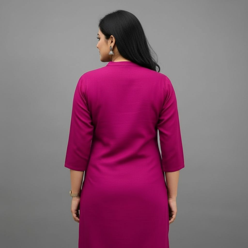 Pink Cotton Rayon Embroidered Kurta Pant Set For Women