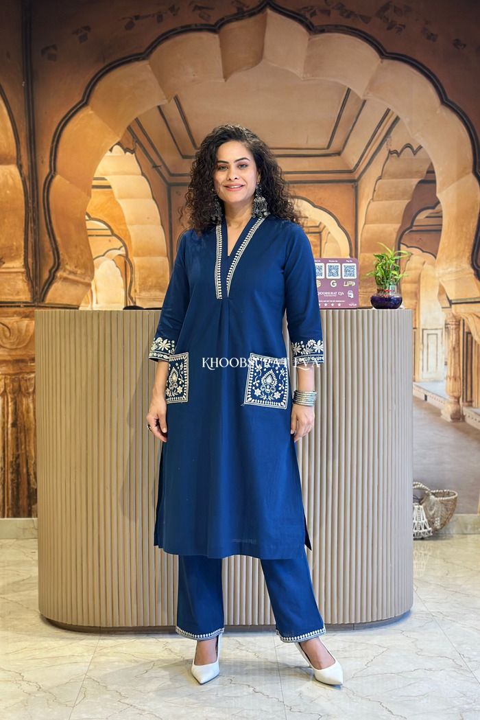 women ethnic cotton kurti pant and dupatta set