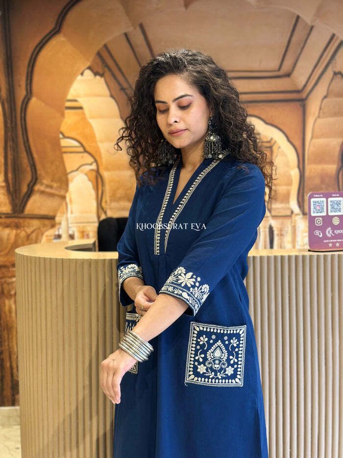 women ethnic cotton kurti pant and dupatta set
