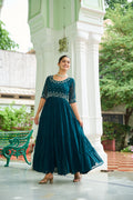 Rama grown with embroidery with digital print duppata