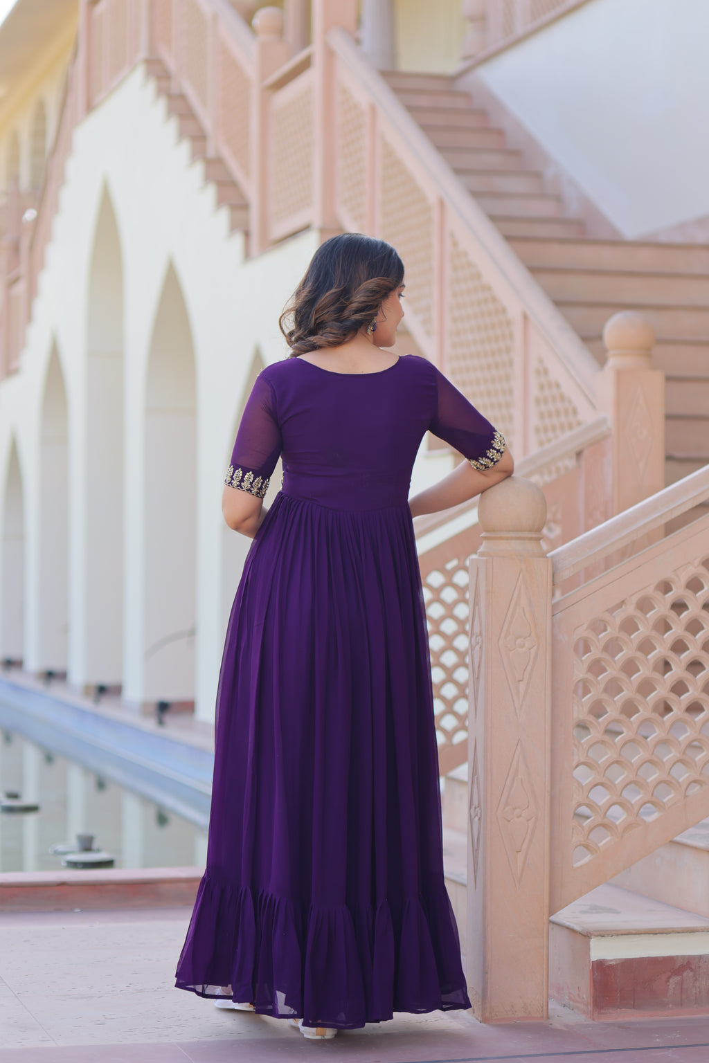 Purple grown with embroidery