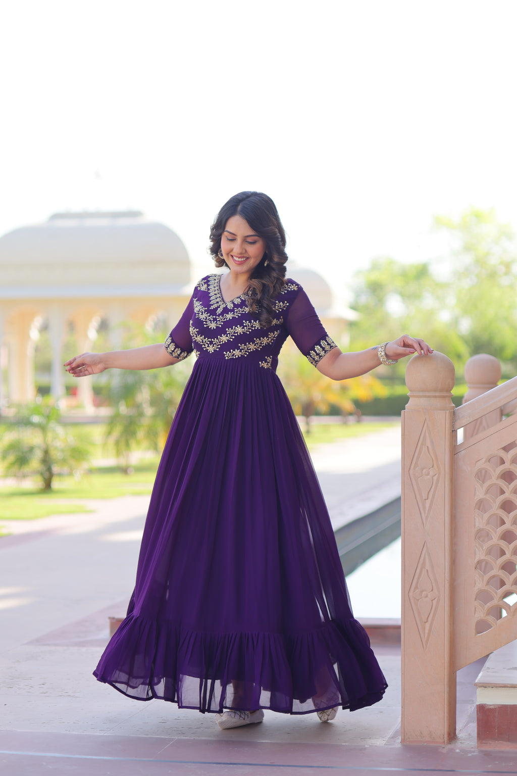 Purple grown with embroidery