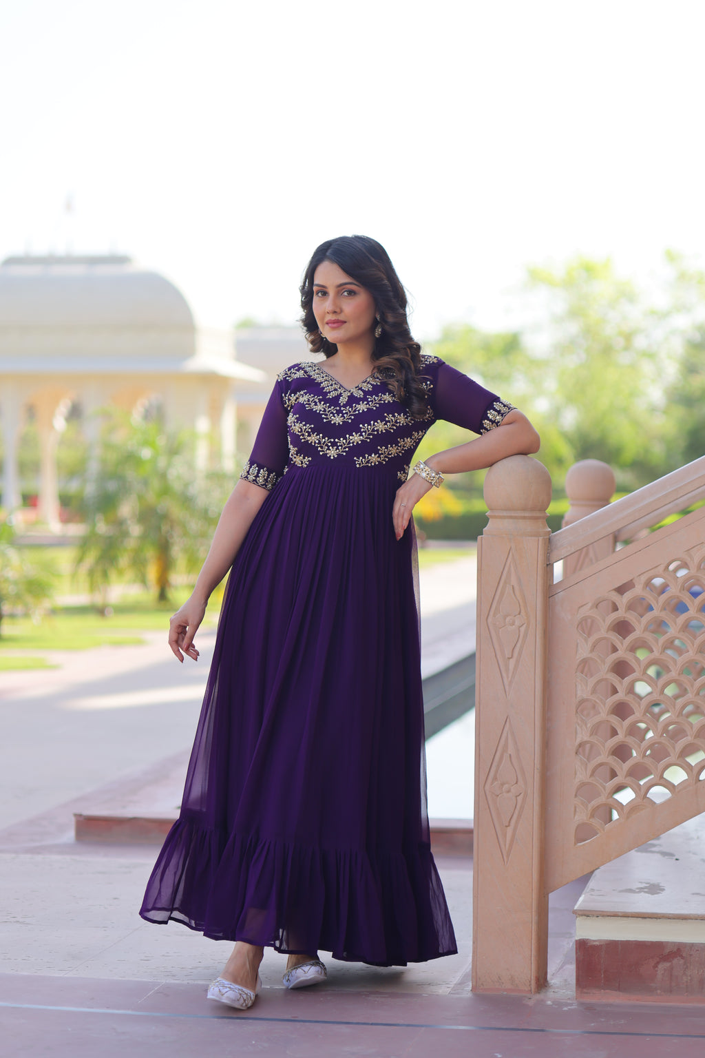 Purple grown with embroidery