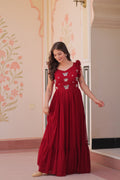Maroon grown with embroidery