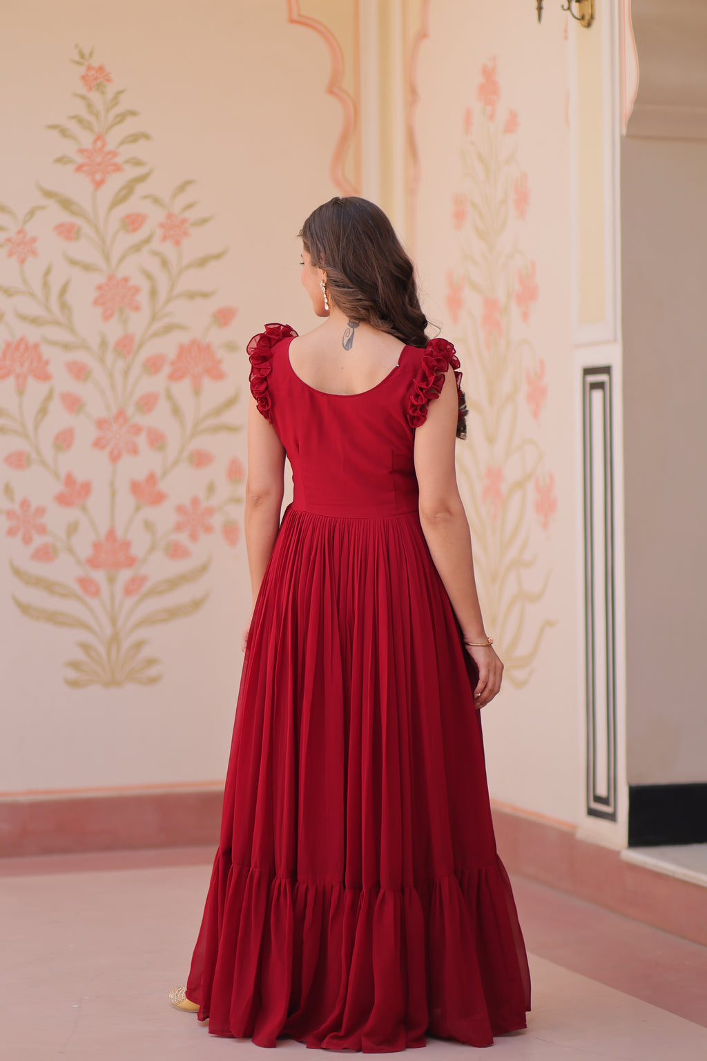 Maroon grown with embroidery