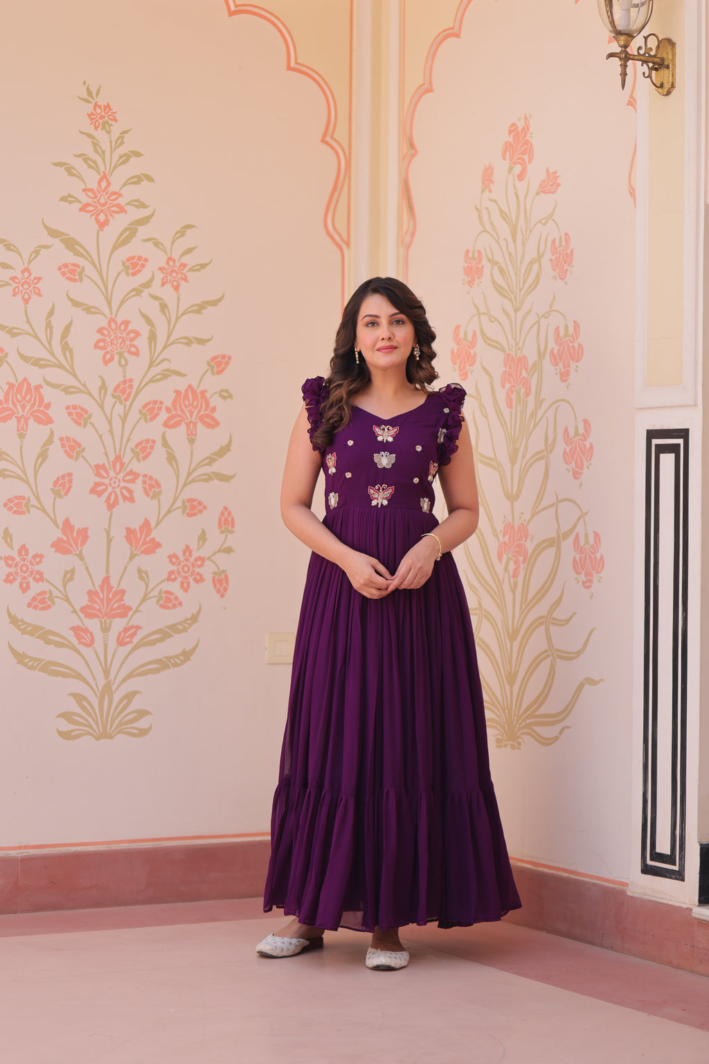 Purple grown with embroidery
