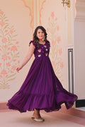 Purple grown with embroidery