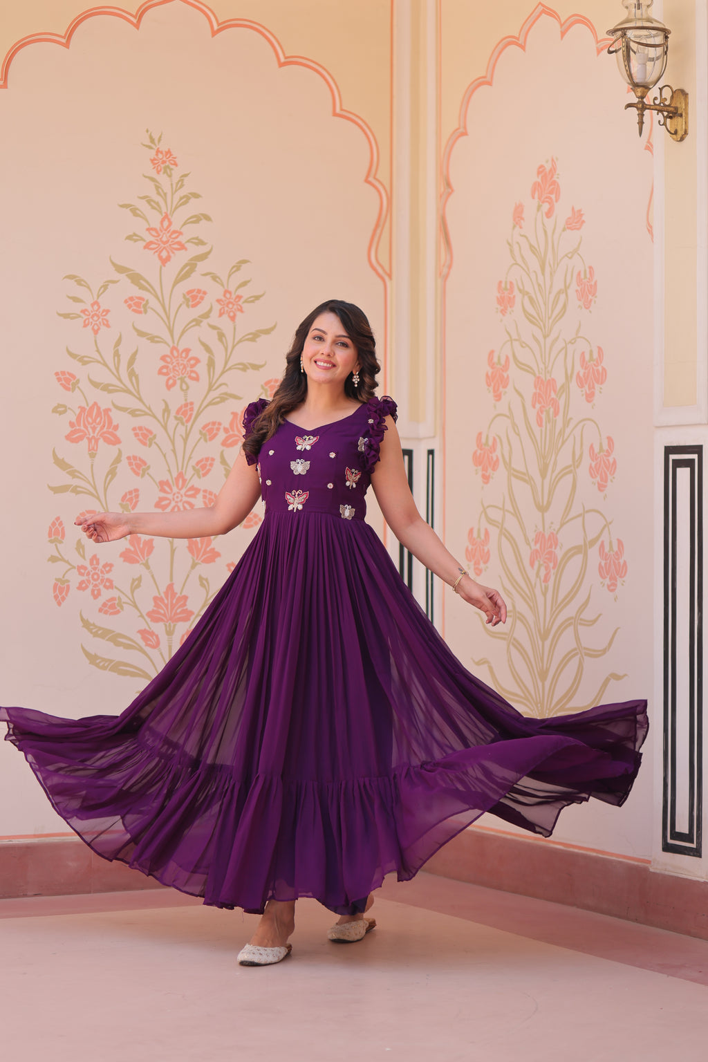 Purple grown with embroidery