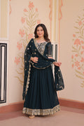 Rama grown with embroidery with digital print duppata