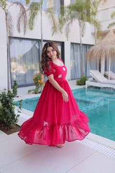 Pink grown with embroidery Work