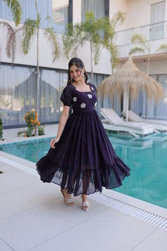 Purple grown with embroidery Work