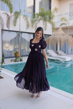 Purple grown with embroidery Work