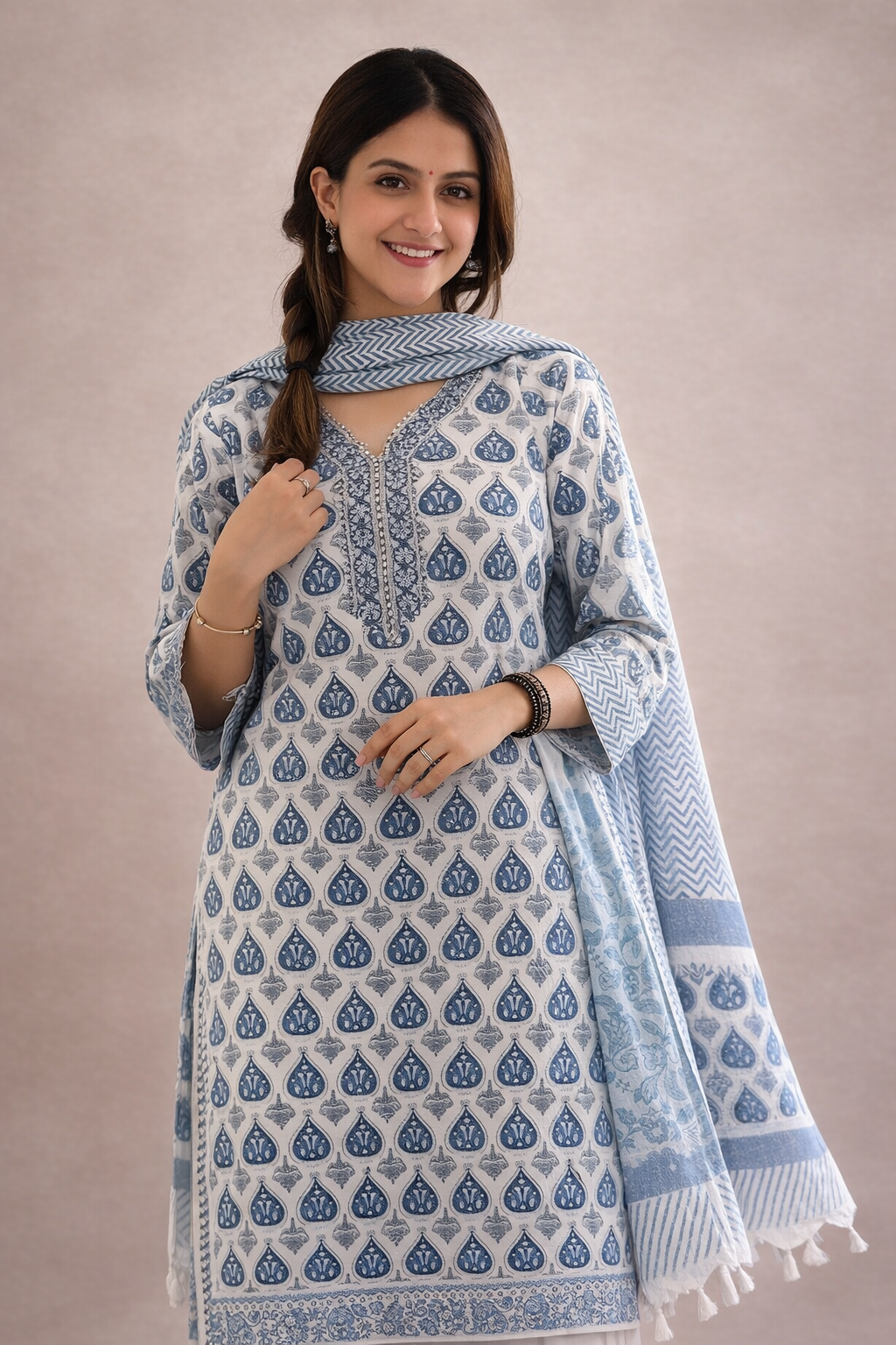 White Cotton Kurti For Women