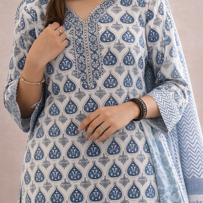 White Cotton Kurti For Women